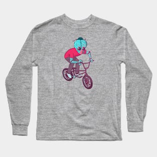 Retro Alien Riding a Bicycle Long Sleeve T-Shirt